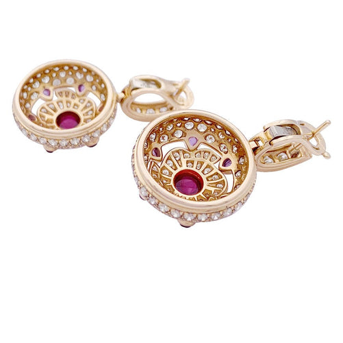 Boucles d'oreilles Boucles d'oreille Boucheron, "Jeanne", or rose, diamants, saphirs roses et rubis. 58 Facettes 33404