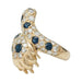 Ring 51 Yellow gold claw ring with diamonds and sapphires. 58 Facettes 31197