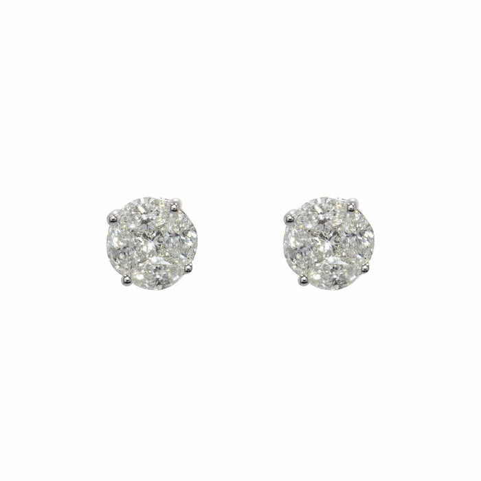 Boucles d'oreilles Puces d'oreilles diamants or blanc 58 Facettes 21-516