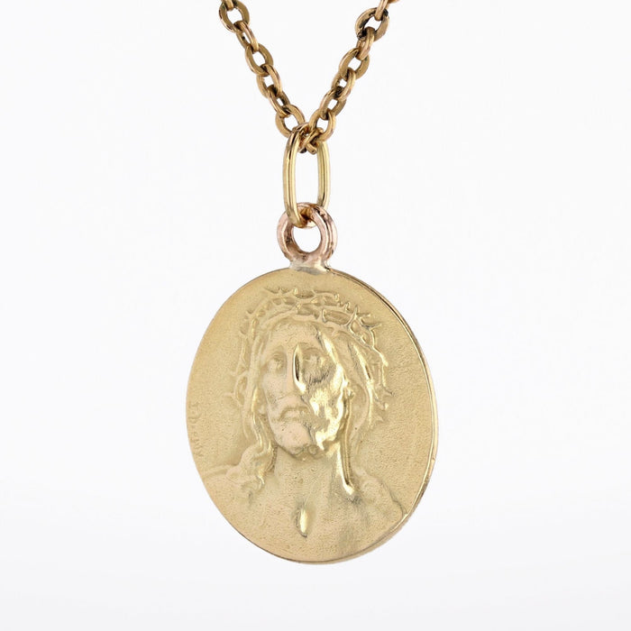 Pendentif Médaille du Christ or jaune signée E.Dropsy 58 Facettes CVP86