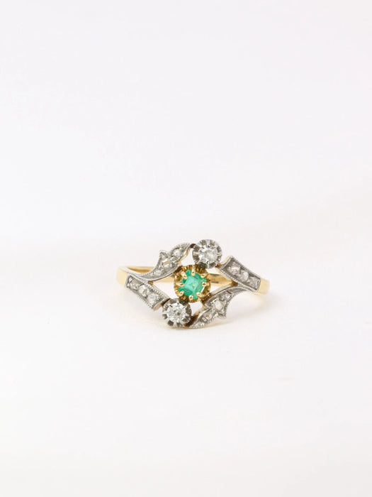 Bague Bague Art Nouveau diamants émeraude 58 Facettes J34