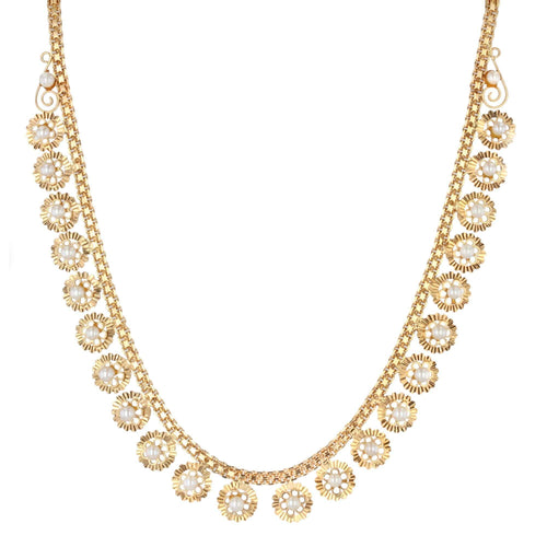 Collier Collier vintage fleurettes d'or et perles 58 Facettes 21-835