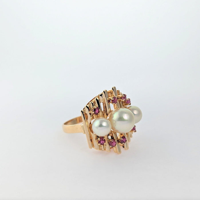 Bague Bague en or rose Perles et Tourmalines 58 Facettes 21231