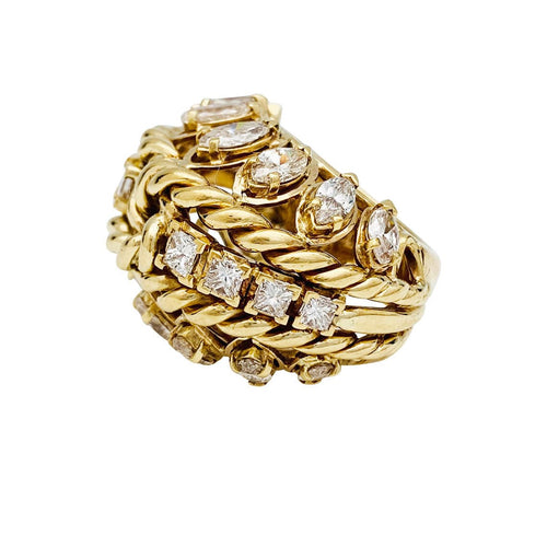 Bague 52 Bague vintage or jaune, diamants. 58 Facettes 30987