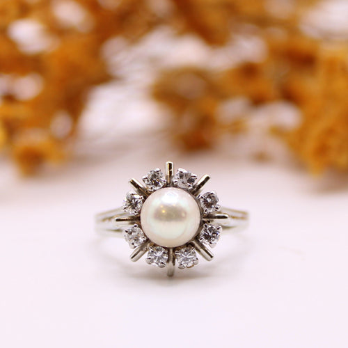 Bague Bague Marguerite diamant perle de culture 58 Facettes
