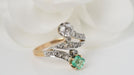 Ring 53.5 Toi Et Moi Ring In Gold And Platinum, Emerald And Diamonds 58 Facettes 31522