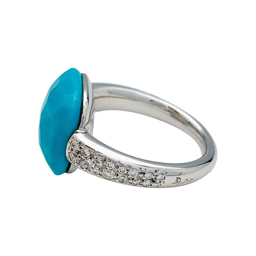 Bague 53 Bague Pomellato, "Capri", or blanc, turquoise et diamants. 58 Facettes 30962