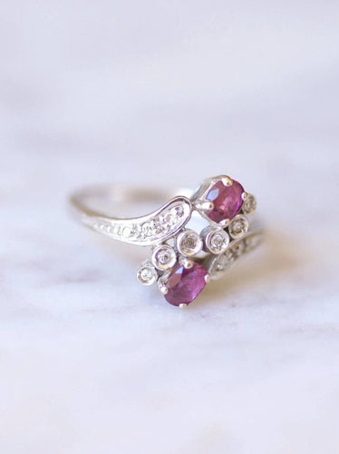 Bague de fiançailles Vintage or, rubis, et diamants 58 Facettes