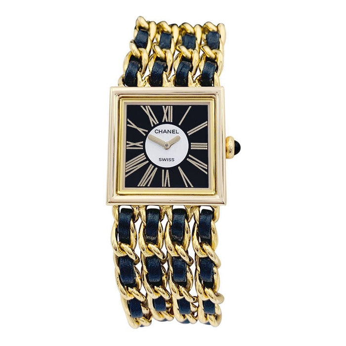 Montre Montre Chanel, "Mademoiselle", or jaune, cuir. 58 Facettes 32185