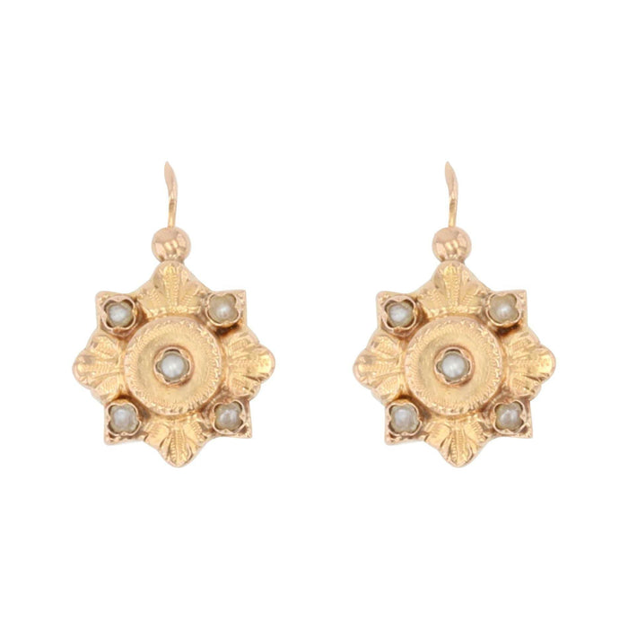 Boucles d'oreilles Dormeuses anciennes en or et perles fines 58 Facettes 21-610