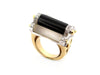 Bague 53 bague t53 en or jaune 18k sertie cristal de roche onyx & diamants 0.35ct 58 Facettes 253466