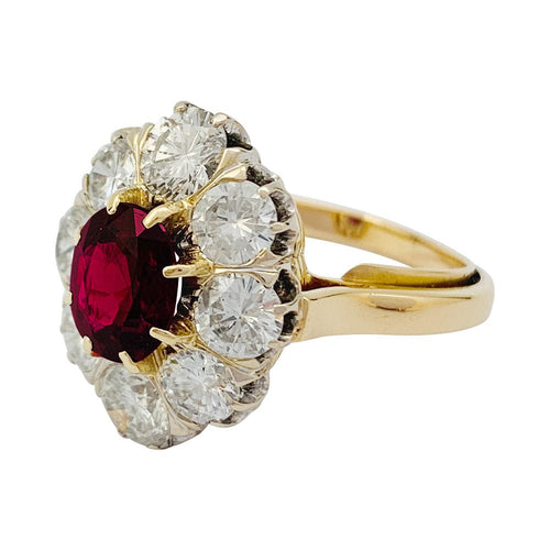 Bague 56 Bague pompadour rubis, diamants, or jaune. 58 Facettes 31967