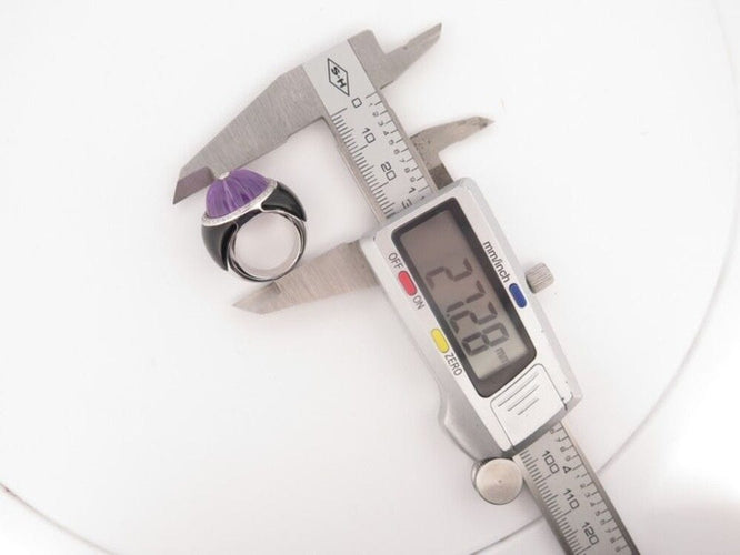 Bague 48 bague dome pierre amethyste en or blanc 18k 13gr t48 sertie de 50 diamants 58 Facettes 253465