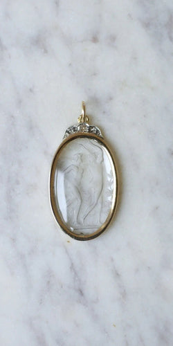 Pendentif Pendentif Or jaune Platine Cristal de roche Diamants 58 Facettes