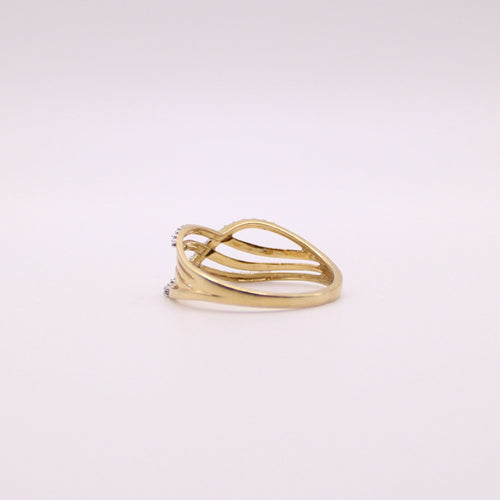 Bague Bague vintage motif croisé en or jaune 18 carats et Diamants 58 Facettes