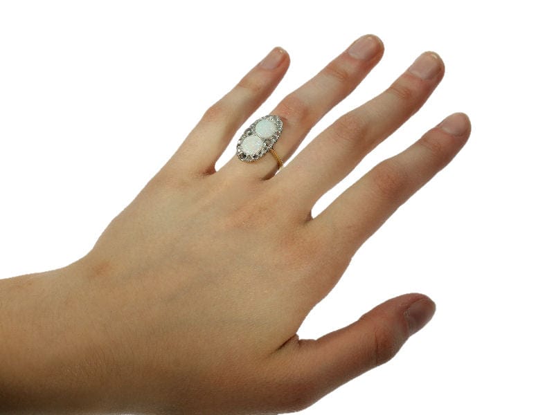 Bague 52 Bague diamant, opale cabochon 58 Facettes 14349-0129