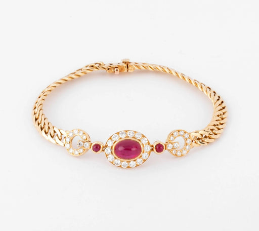 Bracelet Bracelet en or jaune et diamant ,rubis cabochon de la maison Van Cleef and Arpels 58 Facettes 0