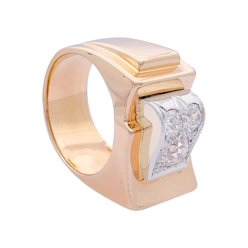 Bague 51 Bague Tank en or rose, platine, diamants. 58 Facettes 33288