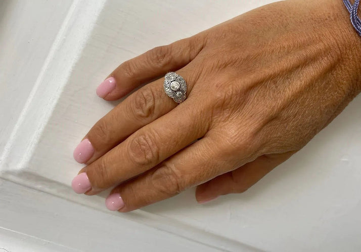 Bague 53 Bague filigrane Or Diamants 58 Facettes