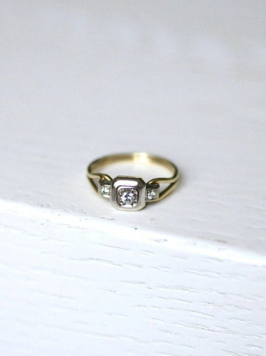 Bague solitaire vintage deux ors et diamant 58 Facettes