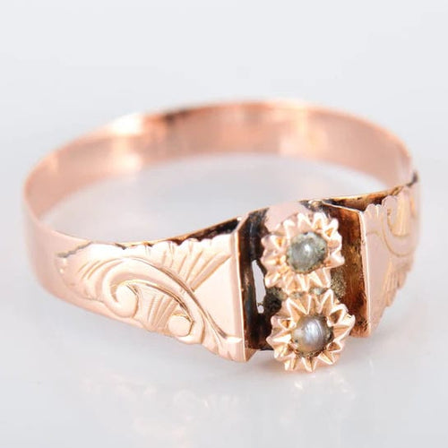 Bague Bague or rose Napoléon III Perles fines 58 Facettes