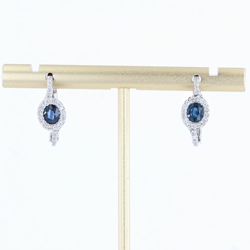 Boucles d'oreilles Boucles d'oreilles or blanc saphirs diamants 58 Facettes 21-510