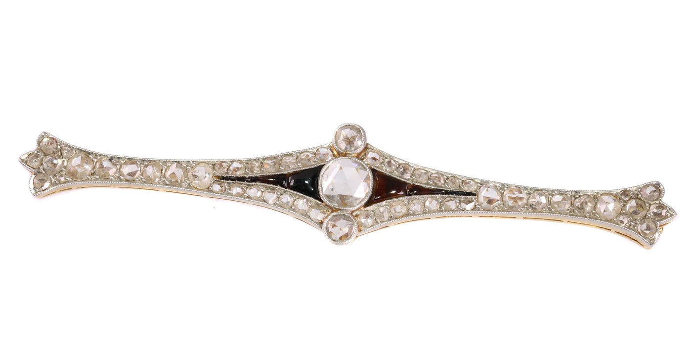 Broche Broche barre Art Déco diamant et onyx 58 Facettes 19016-0012