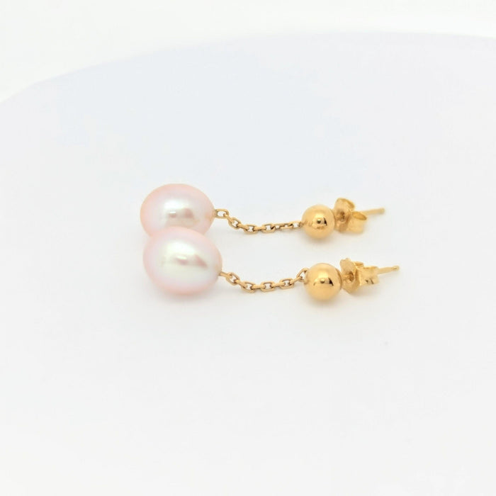 Boucles d'oreilles Boucles d'oreilles Or jaune Perle rose 58 Facettes 27964