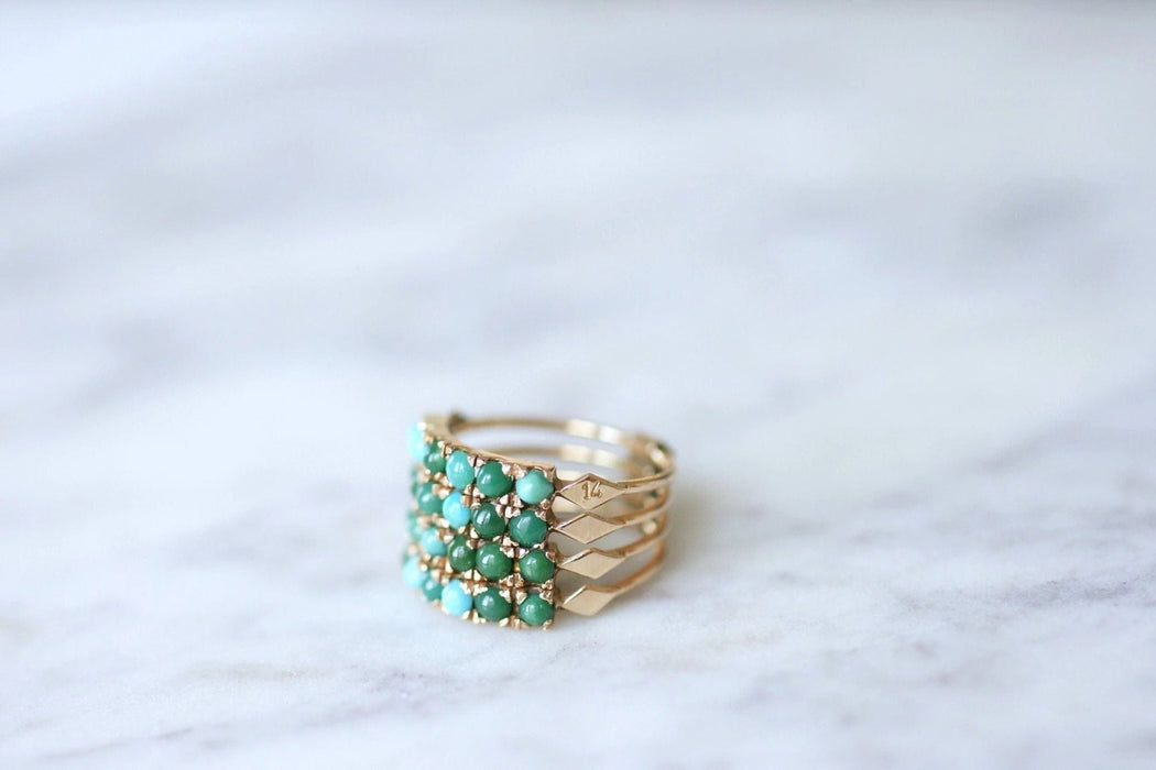 Bague Bague de harem or et turquoises 58 Facettes