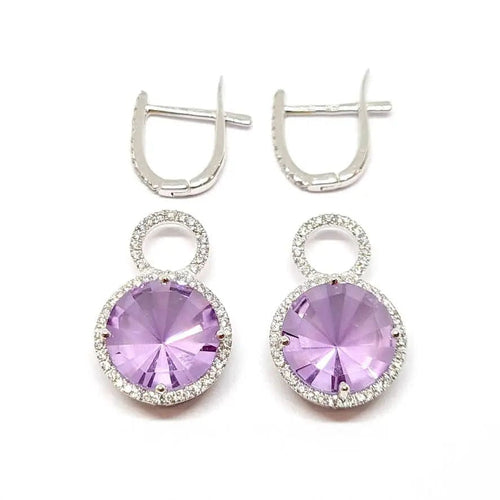 Boucles d'oreilles Boucles d'oreilles améthystes diamants or blanc 58 Facettes