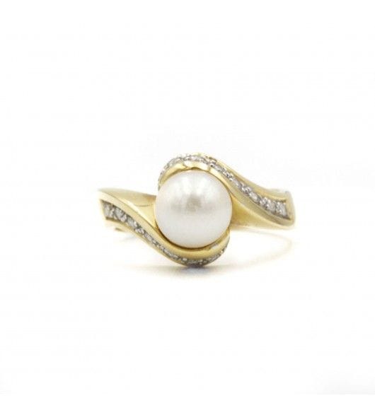 Bague 54 / Jaune / Or 750 Bague Perle Diamants 58 Facettes 220010SP