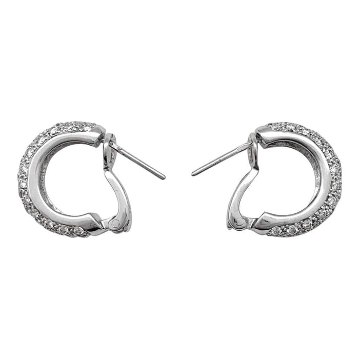 Boucles d'oreilles Boucles d'oreilles créoles en or blanc, diamants. 58 Facettes 33241