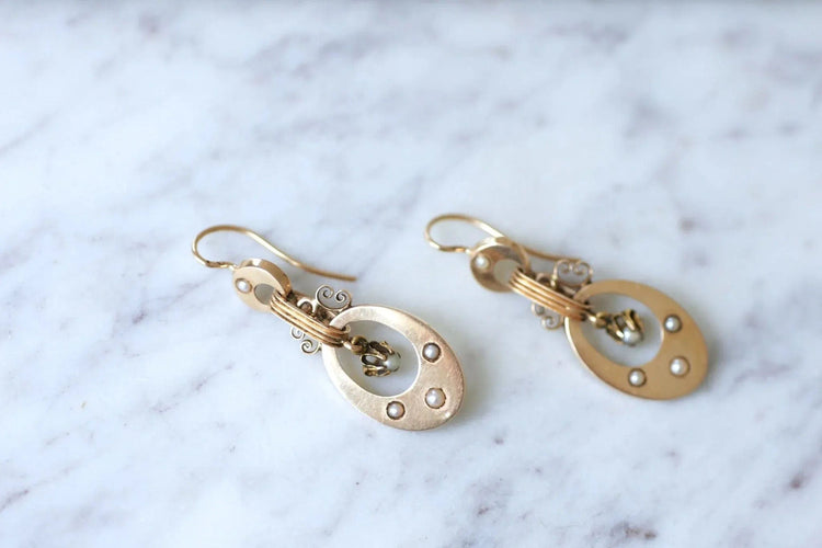 Boucles d'oreilles Boucles d'oreilles or rose et perles 58 Facettes