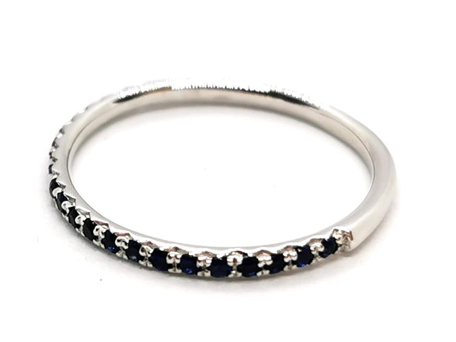 Bague 54 Bague Demi alliance Or blanc Saphir 58 Facettes 1610138CN