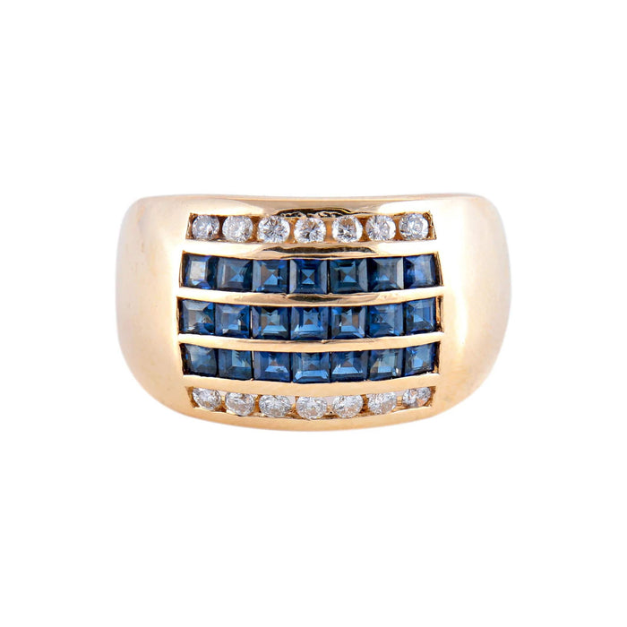 Bague Or Jaune / Diamants BAGUE JONC DIAMANTS & SAPHIRS 58 Facettes BO/220036