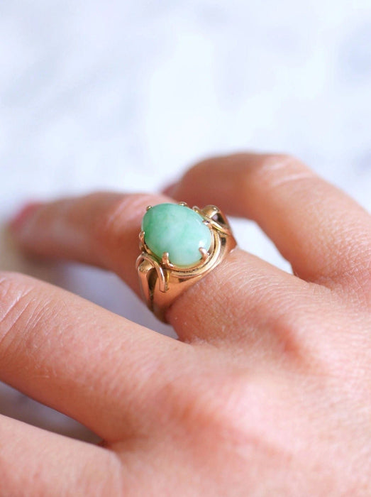 Bague Bague chevalière boule vintage en or rose et jade 58 Facettes