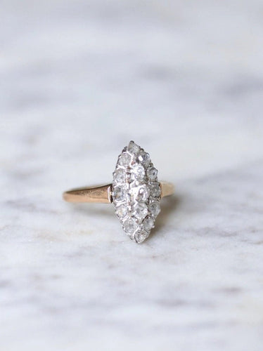 Bague Marquise ancienne diamants or et platine 58 Facettes