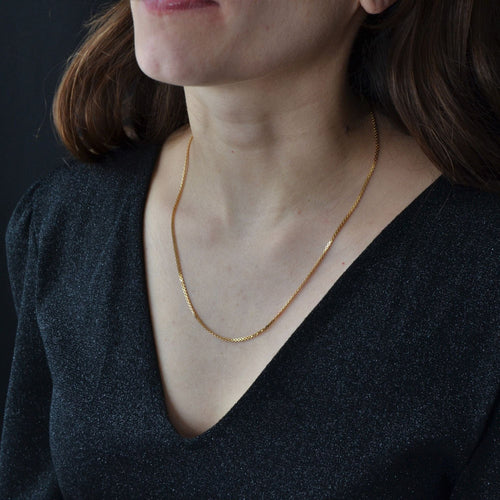 Collier Chaine or jaune maille plate 58 Facettes 14-254