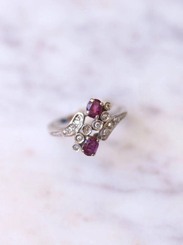 Bague de fiançailles Vintage or, rubis, et diamants 58 Facettes