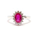 Ring Daisy ring white gold ruby ​​diamonds 58 Facettes