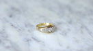 Ring Art Deco staircase ring in two golds and diamond 58 Facettes