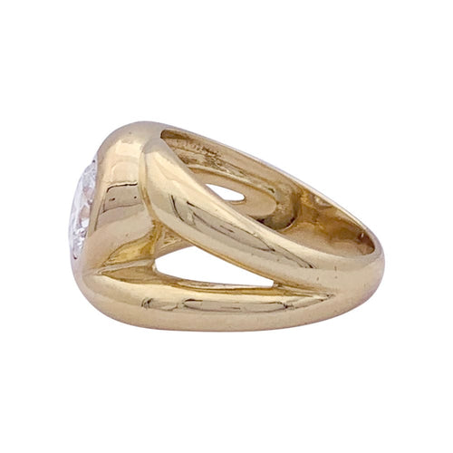 Bague 50 Bague entrelacée or jaune sertie d'un diamant. 58 Facettes 33603