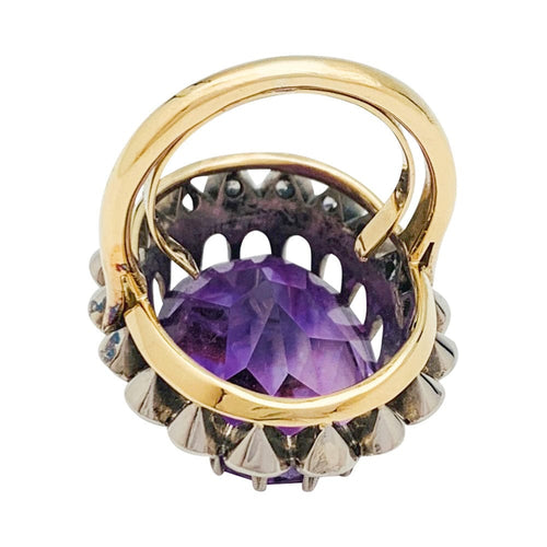 Bague 53 Bague en or et argent début du XX eme siècle, améthyste et diamants. 58 Facettes 31774