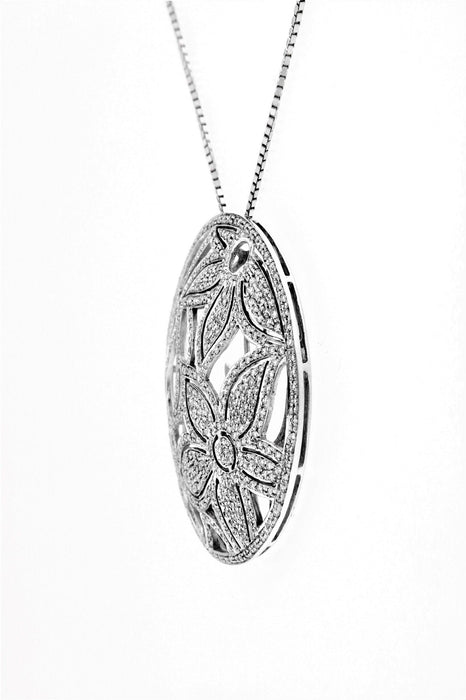 Collier Collier pendentif floral et diamants 58 Facettes 14568