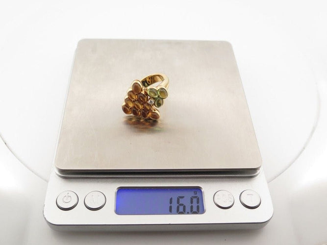 Bague 55 bague MAUBOUSSIN grappe de raisin t55 or jaune 18k diamant citrine peridot 58 Facettes 254217