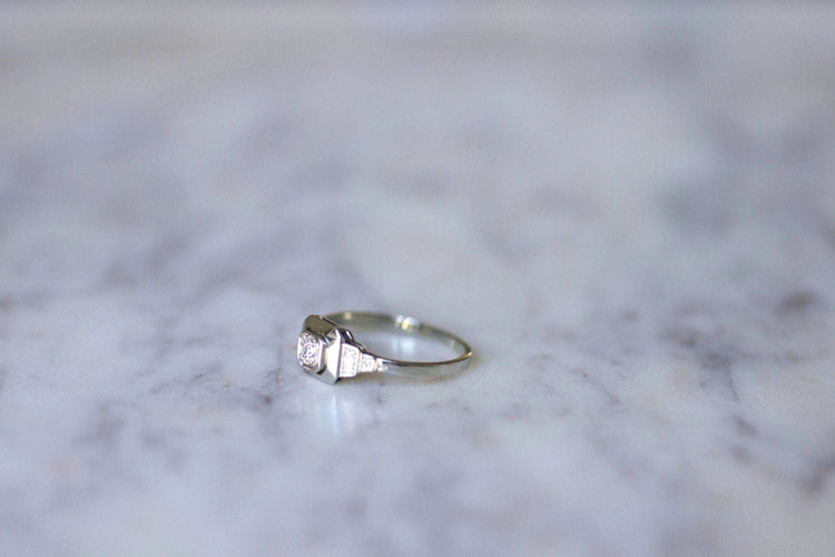 Bague Solitaire diamant Art Déco géométrique 58 Facettes