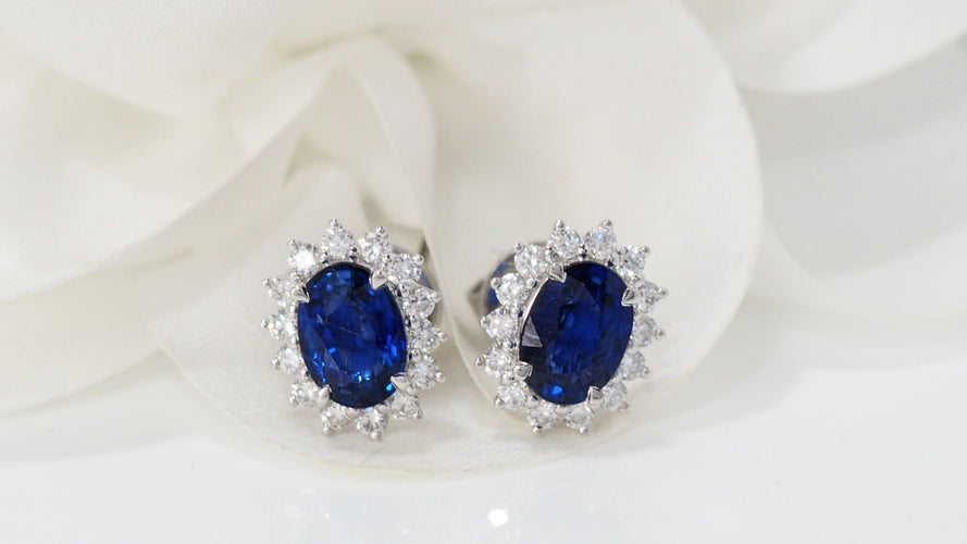 Boucles d'oreilles Boucles d'oreilles Saphirs Ceylan et Diamants 58 Facettes 32243