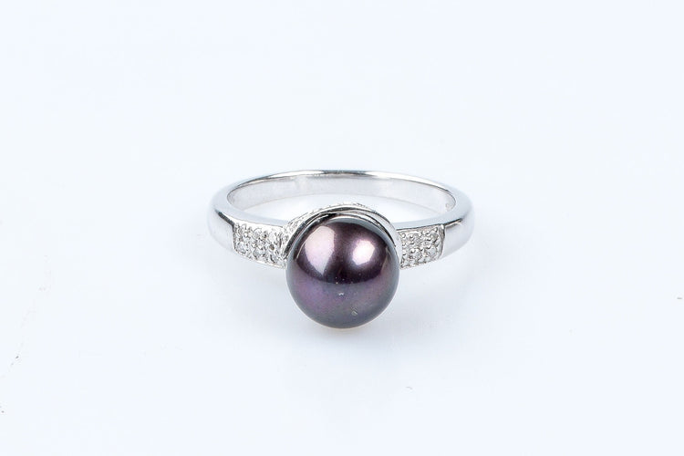 Bague 52 Bague diamant perle de Tahiti en or blanc 18 carats 58 Facettes 111.116367-53