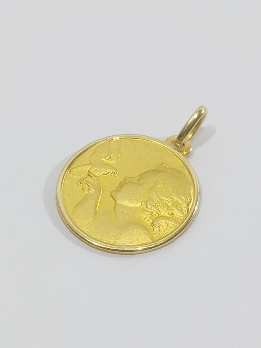 Pendentif Médaille Ange et Colombe 58 Facettes