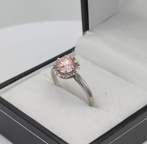 Bague Bague solitaire Platine et Diamant de synthèse rose 58 Facettes